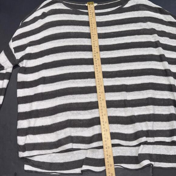 Eileen Fisher Organic Linen Striped Relaxe Top Gray White Boatneck Casual Mediu - Picture 3 of 10
